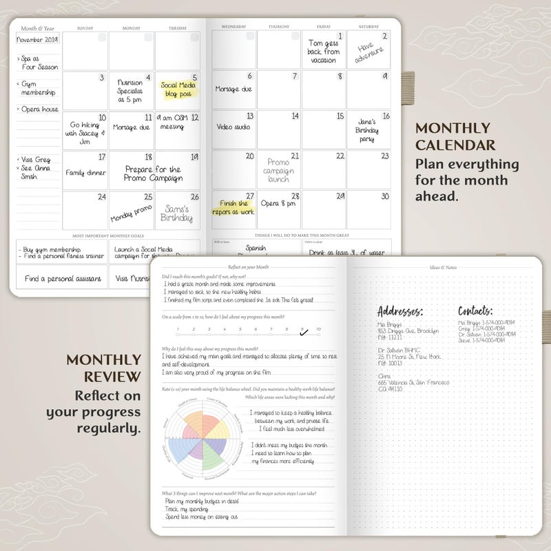 Legend Planner PRO â€“ Deluxe Weekly & Monthly Life Planner to Increase Productivity and Hit Your Goals. Time Management Organizer Notebook â€“ Undated â€“ 7 x 10" Hardcover + Stickers â€“ Seashell - Image 4